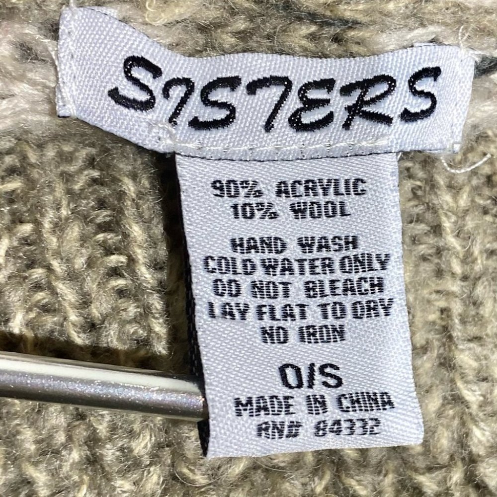 Sisters Cowl Neck Poncho Cable Knit Multi-Colored - Picture 7 of 8